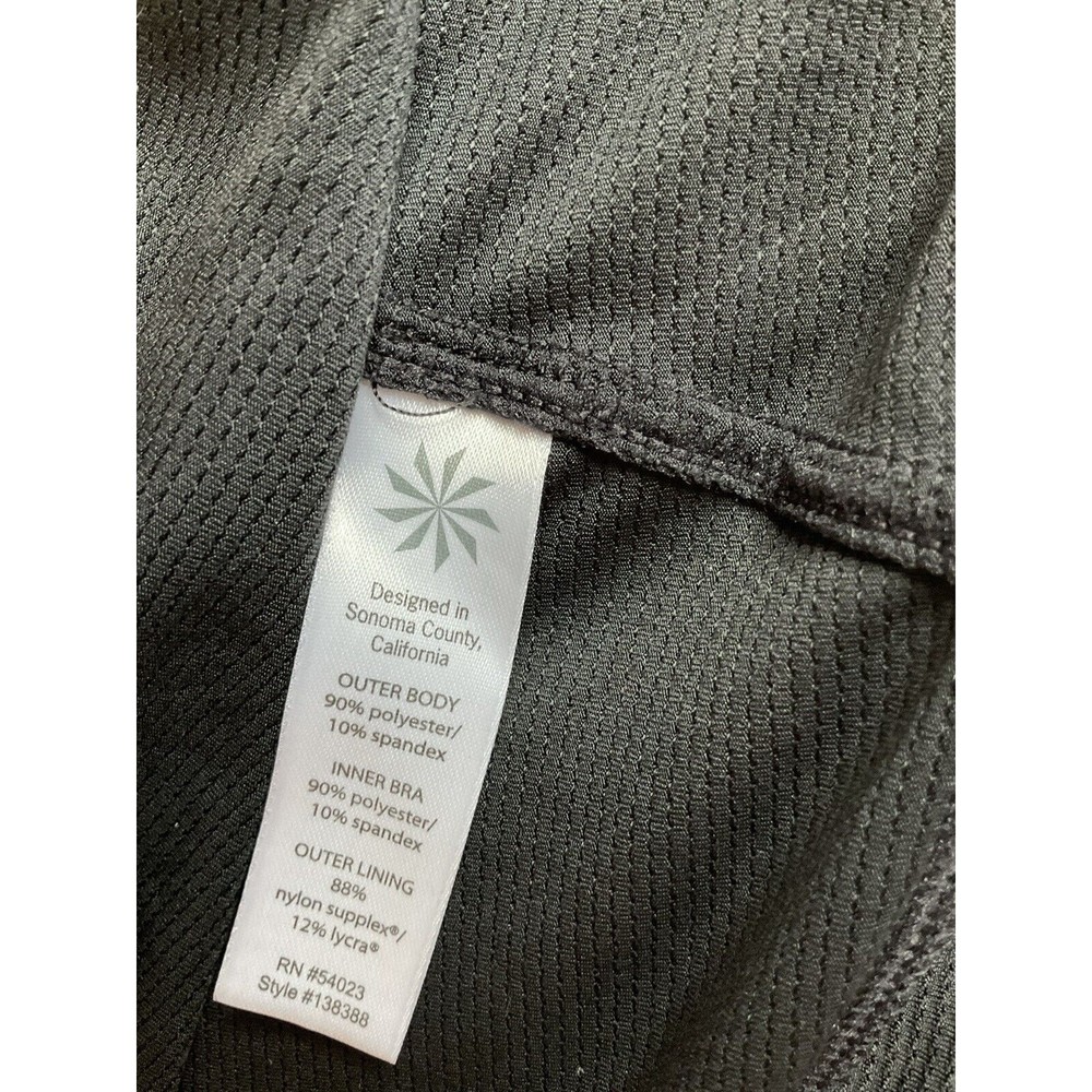 Athleta Woman’s Mesh Tank Top W/Cutout Sides Black/Gray Built In Bra Size Medium - Picture 5 of 9